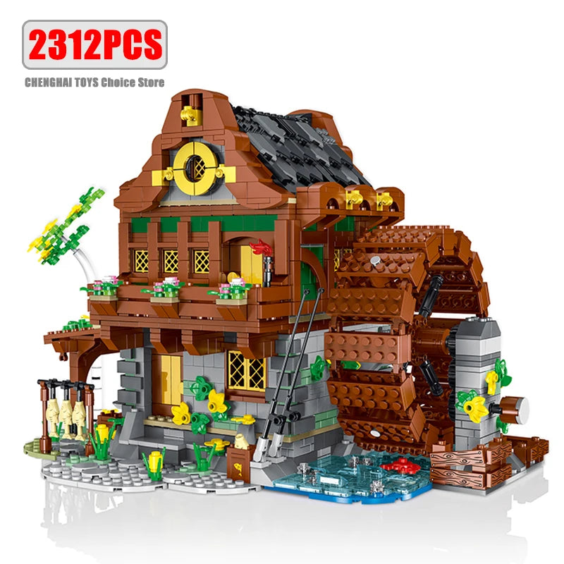 MOC-73723 Medieval Bakery Models Building Blocks Bricks Streetview Modular City Architecture Sets Kids Toys Boys Adult Gifts