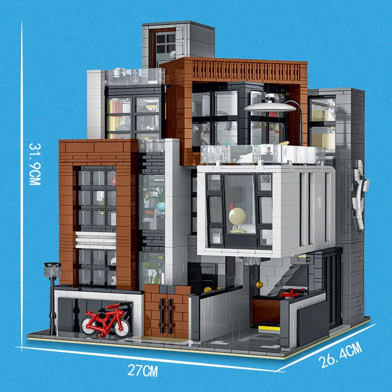 MOC-87366 Creative Modern Villa Modular City Architecture Building Block Bricks Model Street View Sets Kid Toy for Children Gift