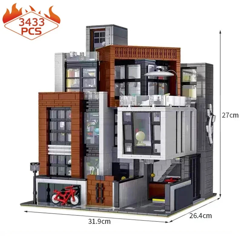 MOC-87366 Creative Modern Villa Modular City Architecture Building Block Bricks Model Street View Sets Kid Toy for Children Gift