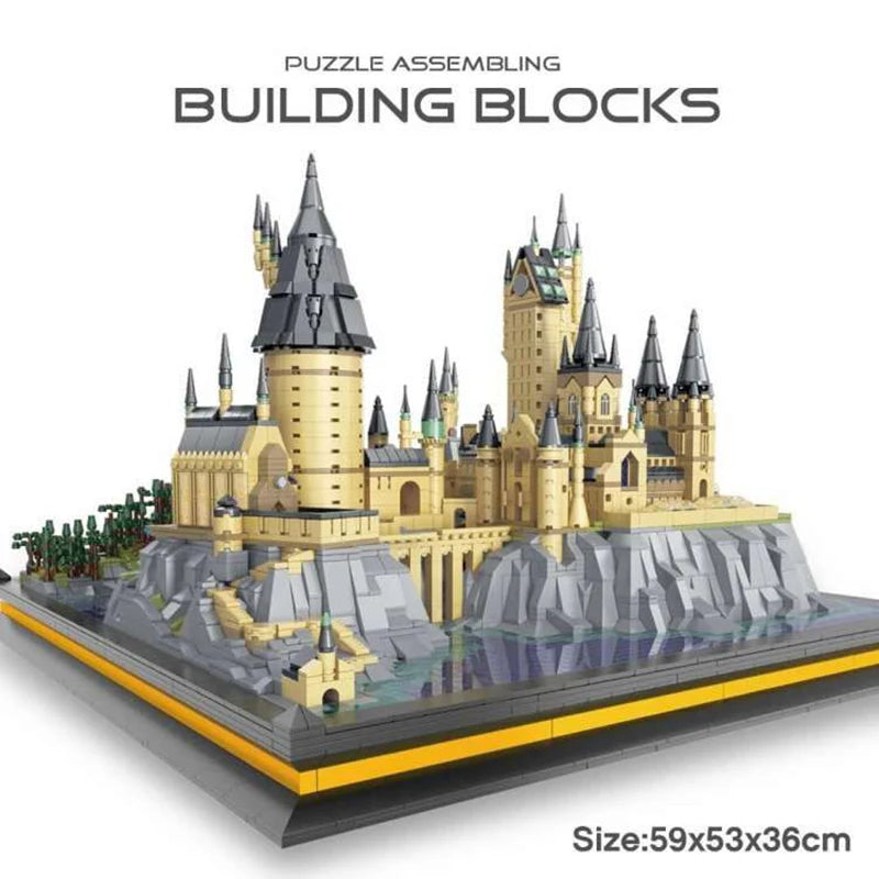 MOC Movie Large Castle Series Magic School Wizardry Street View Modular Architecture Building Blocks Model Kids Toys Boys Gifts