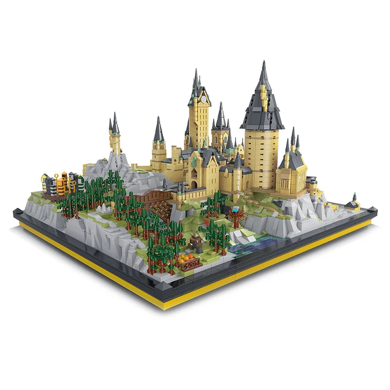 MOC Movie Large Castle Series Magic School Wizardry Street View Modular Architecture Building Blocks Model Kids Toys Boys Gifts