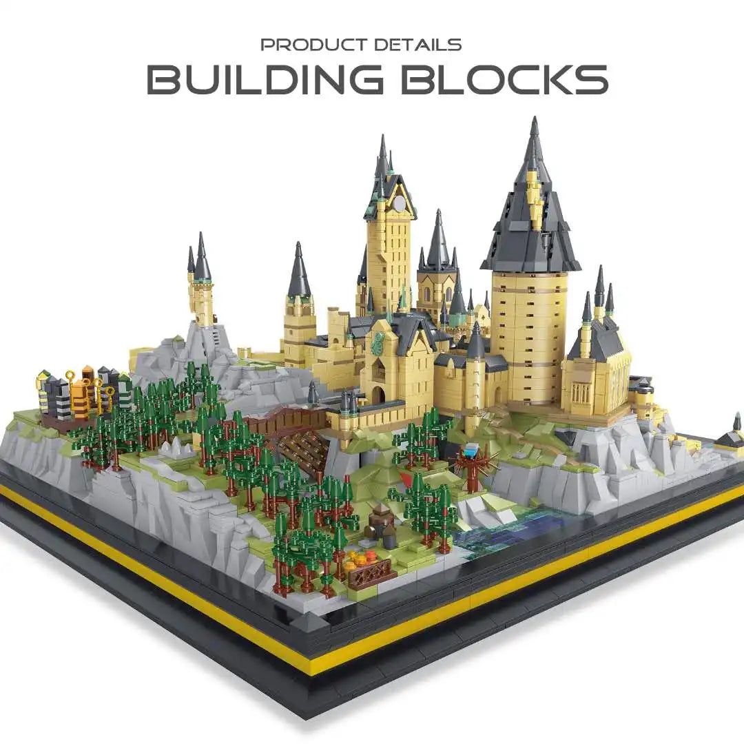 MOC Movie Large Castle Series Magic School Wizardry Street View Modular Architecture Building Blocks Model Kids Toys Boys Gifts