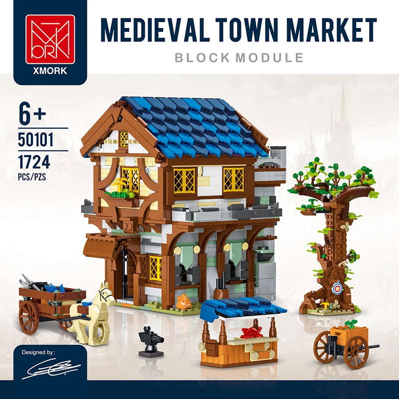 Medieval Town Architecture Series Building Blocks Model Street View Sets MOC Modular City House Bricks Toys Gifts for Childrens