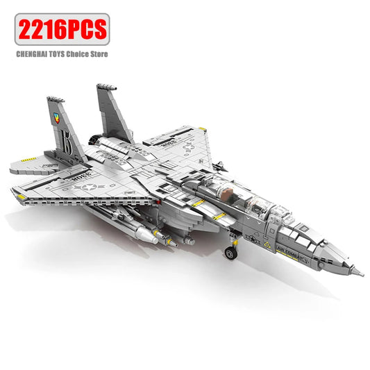 Military Aircrafts Weapons USA F-15E Fighter Model Building Blocks MOC Large Armed Airplanes Figures Bricks Kids Toys Boys Gifts