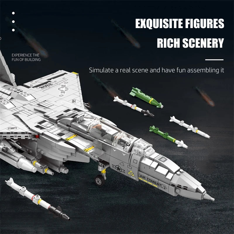 Military Aircrafts Weapons USA F-15E Fighter Model Building Blocks MOC Large Armed Airplanes Figures Bricks Kids Toys Boys Gifts