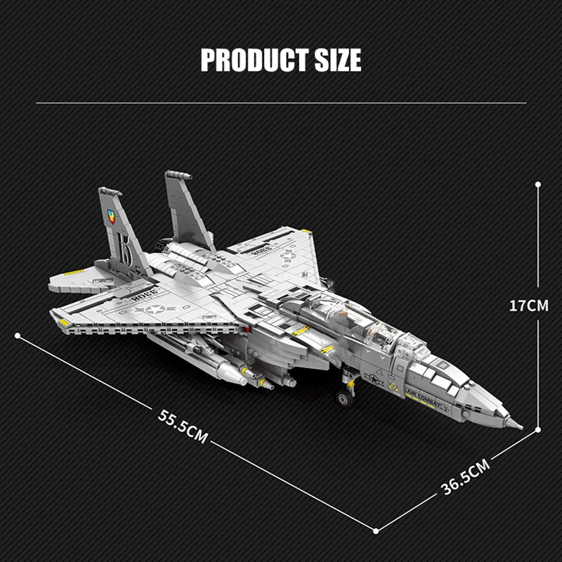 Military Aircrafts Weapons USA F-15E Fighter Model Building Blocks MOC Large Armed Airplanes Figures Bricks Kids Toys Boys Gifts