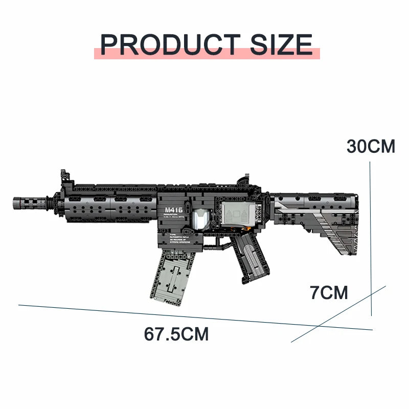 Military Electric M416 Rifle Assembled Building Blocks Bricks Model MOC Army Weapons Machine Gun Firearms Sets Kid Toy Boy Gifts