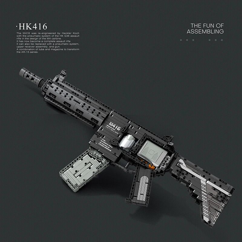 Military Electric M416 Rifle Assembled Building Blocks Bricks Model MOC Army Weapons Machine Gun Firearms Sets Kid Toy Boy Gifts