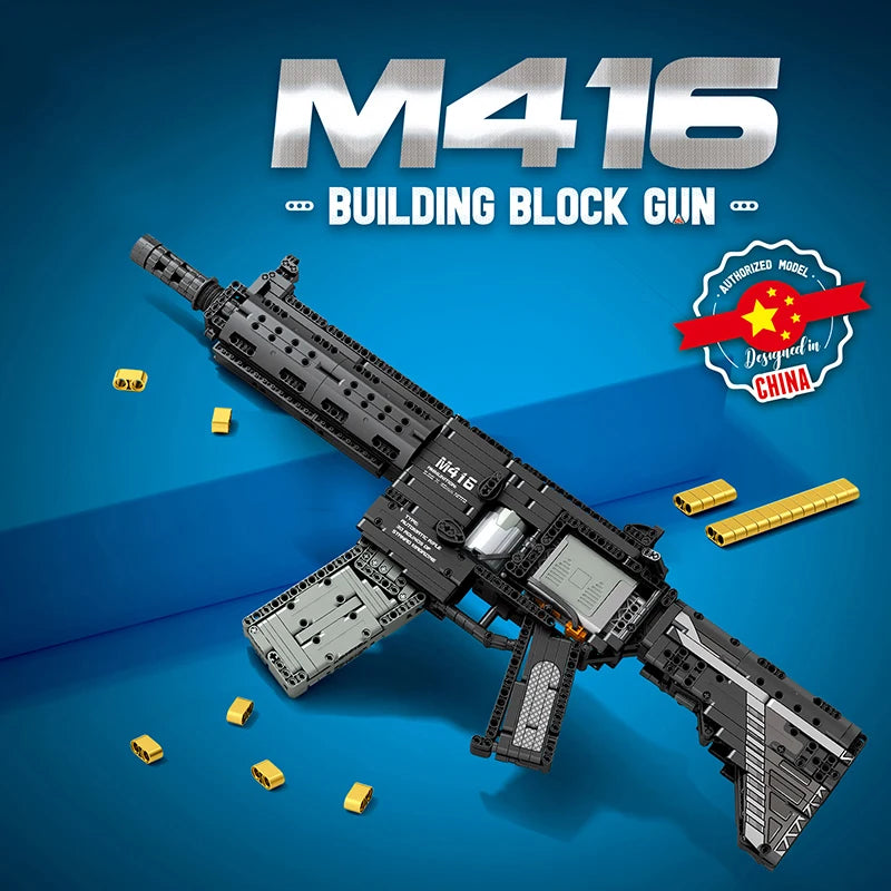 Military Electric M416 Rifle Assembled Building Blocks Bricks Model MOC Army Weapons Machine Gun Firearms Sets Kid Toy Boy Gifts