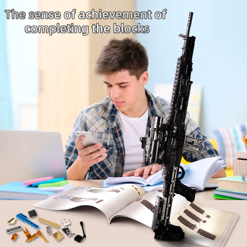 Military MK14 Battle Rifle Simulation Gun Assembled Building Blocks Bricks Model MOC Army Firearm Weapons Set Boys Toys Kid Gift