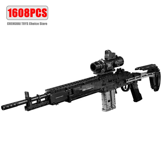 Military MK14 Battle Rifle Simulation Gun Assembled Building Blocks Bricks Model MOC Army Firearm Weapons Set Boys Toys Kid Gift