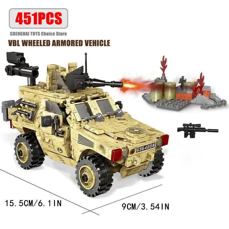 Military Main Battle Tank Fighter Building Blocks WW2 Army Trucks Soldier Figures Bricks Education Toys for Childrens Boy Gifts