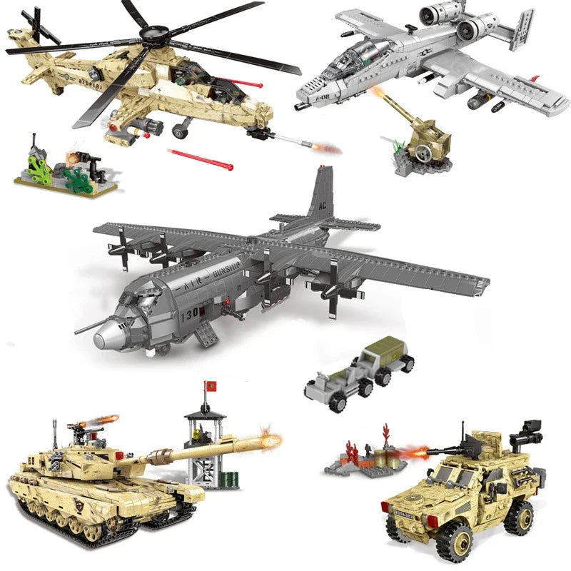 Military Main Battle Tank Fighter Building Blocks WW2 Army Trucks Soldier Figures Bricks Education Toys for Childrens Boy Gifts