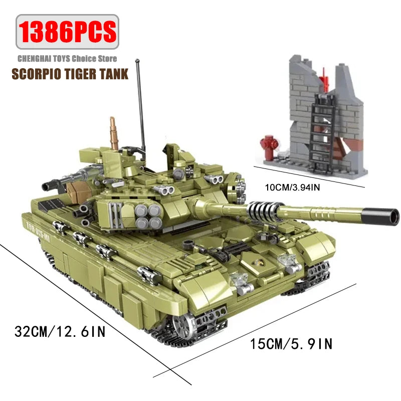 Military Main Battle Tank Fighter Building Blocks WW2 Army Trucks Soldier Figures Bricks Education Toys for Childrens Boy Gifts