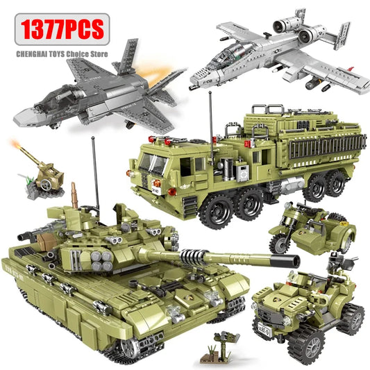 Military Main Battle Tank Fighter Building Blocks WW2 Army Trucks Soldier Figures Bricks Education Toys for Childrens Boy Gifts