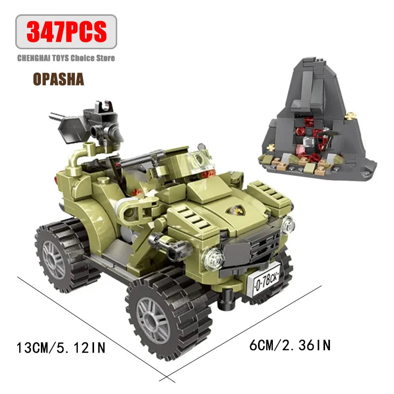 Military Main Battle Tank Fighter Building Blocks WW2 Army Trucks Soldier Figures Bricks Education Toys for Childrens Boy Gifts