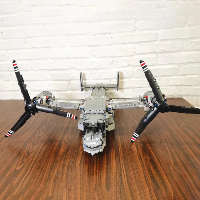 WW2 Technical Electric Osprey Transport Aircraft Building Blocks High-Tech Sets Military Fighter Bricks Boys Toys for Kids Gifts