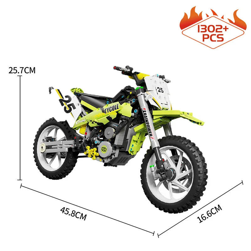 Technical 1:5 Off Road Motorcycle Motorbike Locomotive City Sports Car Moc High Tech Modular Bricks Model Building Blocks T4018