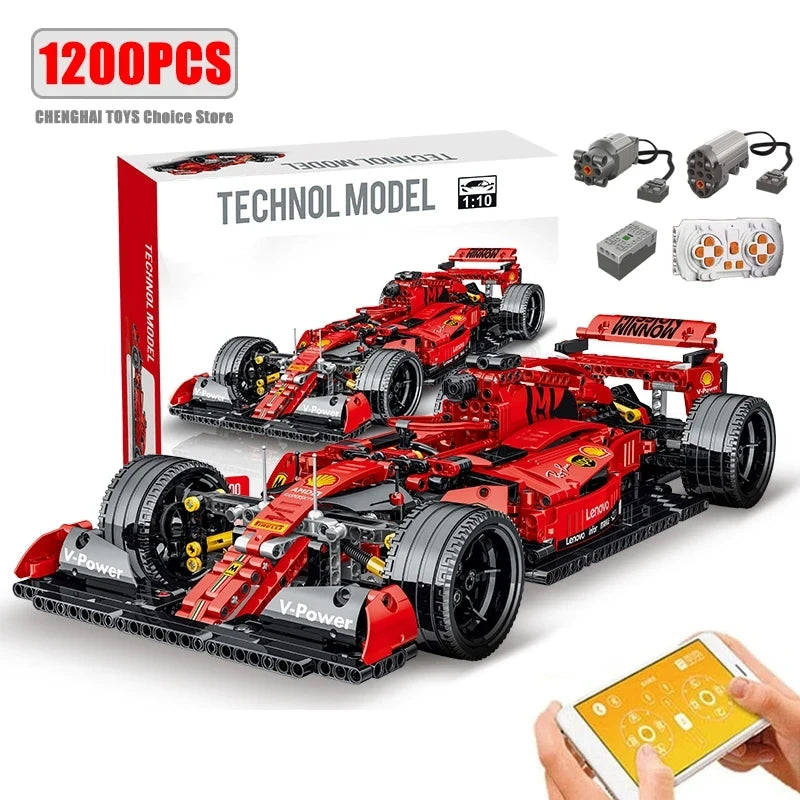 Technical APP Remote Control Moter Power Sport Car Building Blocks Bricks F1 Formula Speed Racing Sets Toys For Kids Models Gift