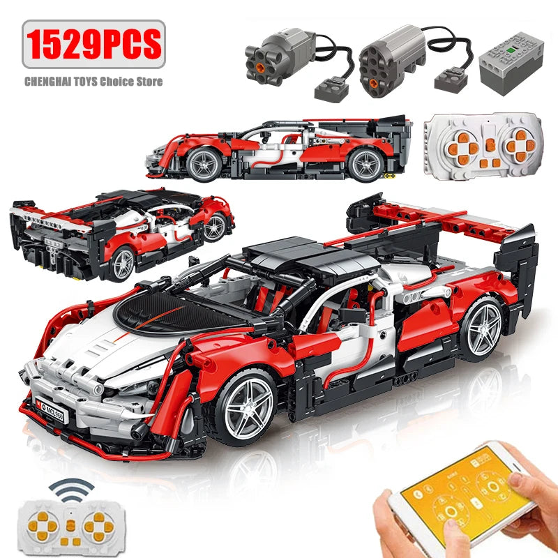 Technical APP Remote Control Moter Power Sport Car Building Blocks Bricks  Speed Racing Supercar Sets Toys For Kids Models Gifts