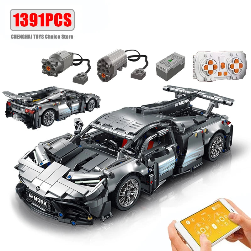 Technical APP Remote Control Moter Power Sport Car Building Blocks Bricks  Speed Racing Supercar Sets Toys For Kids Models Gifts