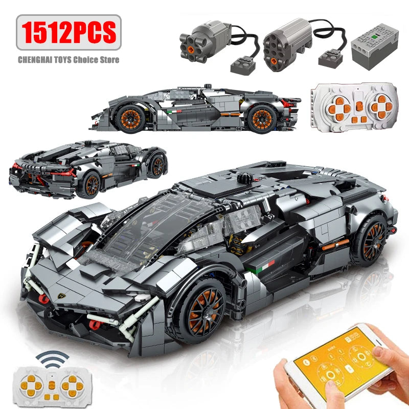 Technical APP Remote Control Moter Power Sport Car Building Blocks Bricks  Speed Racing Supercar Sets Toys For Kids Models Gifts