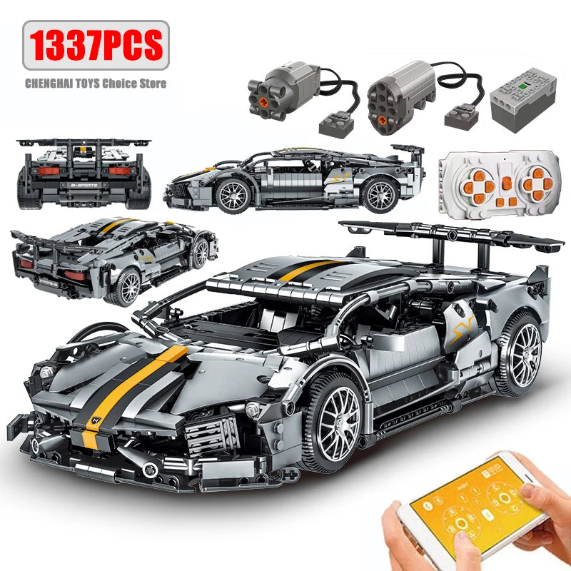 Technical APP Remote Control Moter Power Sport Car Building Blocks Bricks  Speed Racing Supercar Sets Toys For Kids Models Gifts