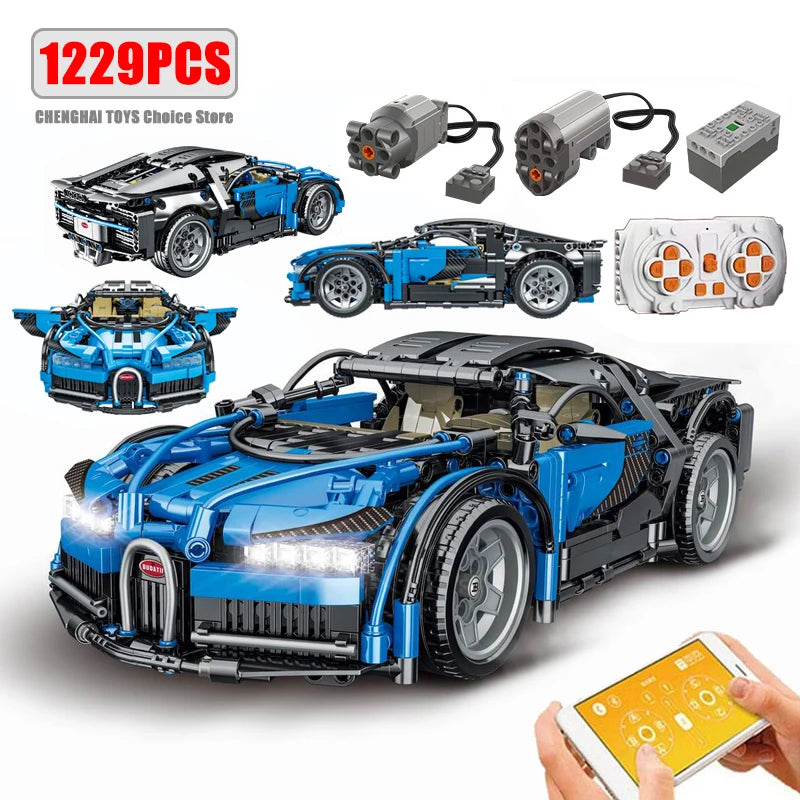 Technical APP Remote Control Moter Power Sport Car Building Blocks Bricks  Speed Racing Supercar Sets Toys For Kids Models Gifts