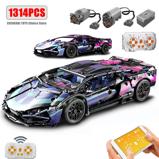 Technical APP Remote Control Moter Power Sport Car Building Blocks Bricks  Speed Racing Supercar Sets Toys For Kids Models Gifts