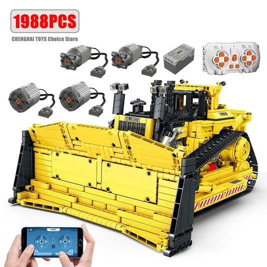 Technical Car APP Remote Control Moter Power Mechanical Bulldozer Building Blocks Brick Engineering Truck Toys Kid Moc Set Gifts