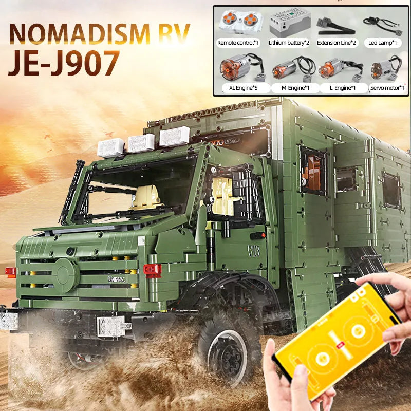 Technical Car APP Remote Control Motor Power Camping RV Building Blocks Model MOC Assembling Truck Bricks Boys Toys Set Kid Gift