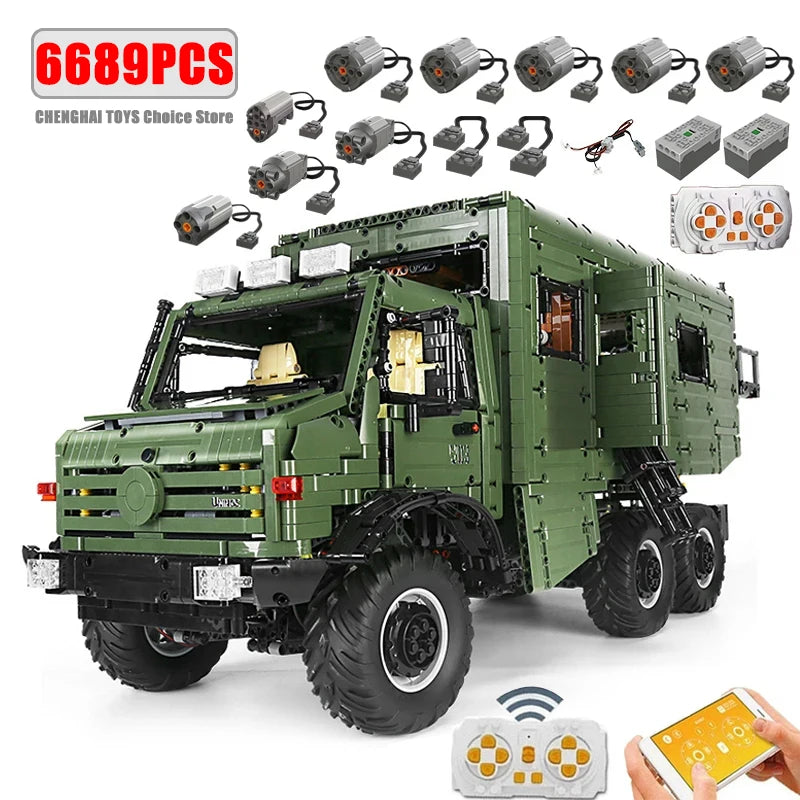 Technical Car APP Remote Control Motor Power Camping RV Building Blocks Model MOC Assembling Truck Bricks Boys Toys Set Kid Gift