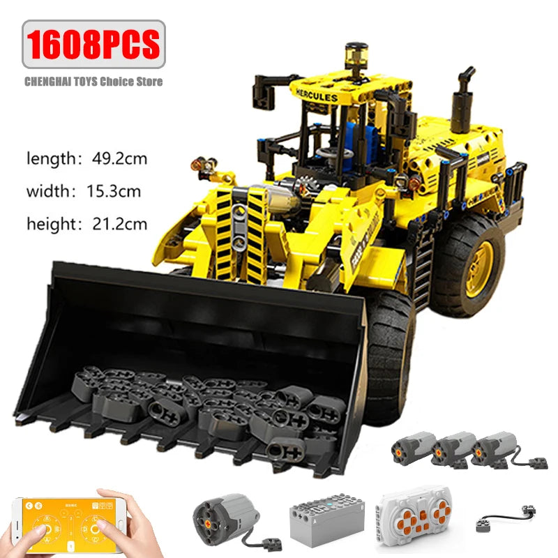 Technical Car Excavator APP Remote Control Moter Power MOC Bricks Building Blocks Engineering Truck Boys Toys Gift For Childrens