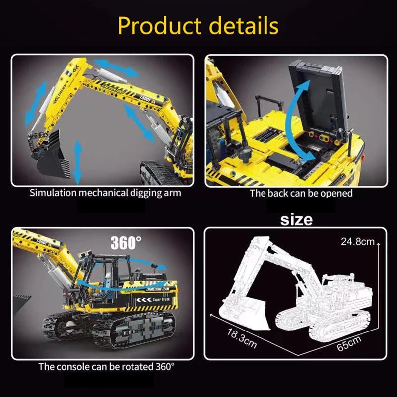 Technical Car Excavator APP Remote Control Moter Power MOC Bricks Building Blocks Engineering Truck Boys Toys Gift For Childrens