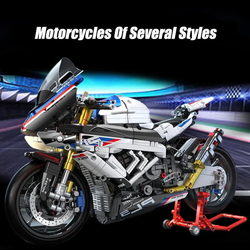 Technical Expert City Racing Car Motorcycle Building Blocks V4S PH4 H2R R1 Motorbike With LED Light Bricks Toys For Kids Gifts