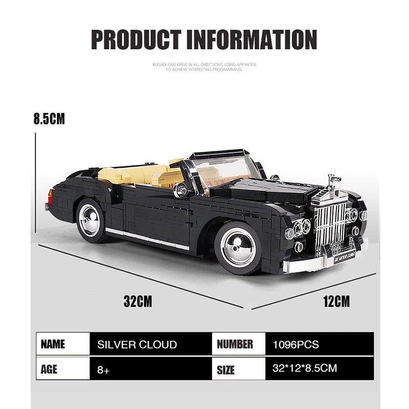 Technical Original Retro Nostalgic Classic Car Building Block Model Compatible High-Tech Bricks Car Ornaments Toys for Kids Gift