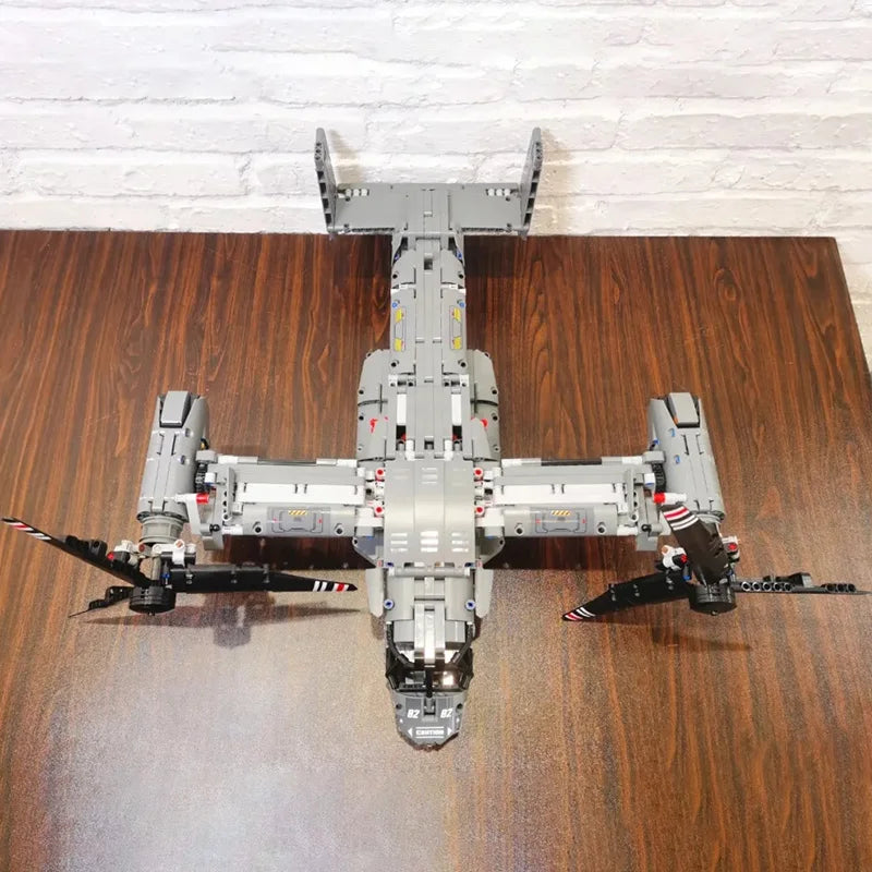 WW2 Technical Electric Osprey Transport Aircraft Building Blocks High-Tech Sets Military Fighter Bricks Boys Toys for Kids Gifts