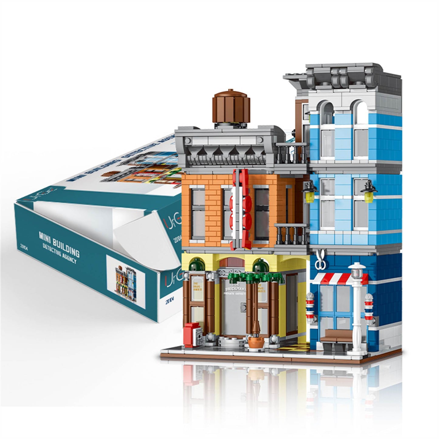 1178pcs Street View Building Blocks Pizza Shop Modular Architecture Sets MOC Detective Agency Boys Toys for Children Gifts 20104