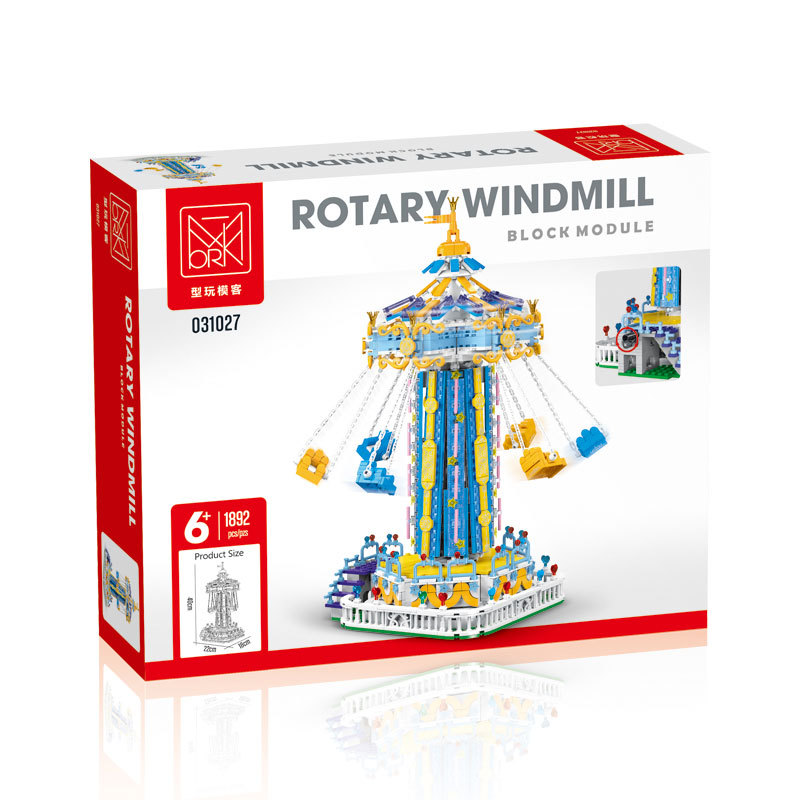 1892Pcs Creative Lighting Amusement Park Building Blocks Bricks Model MOC Rotating Windmill Toy for Childrens Christmas Gift Set